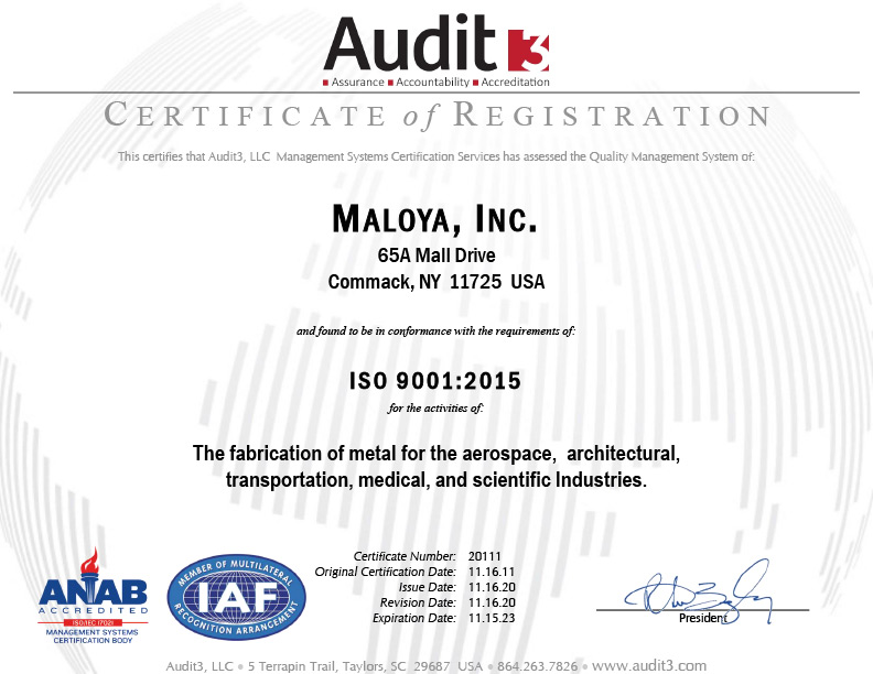 How does ISO Certification benefit Maloya clients?